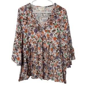 Sugarfox Floral Babydoll Blouse Women’s Size‎ Large Cottagecore Boho Top
